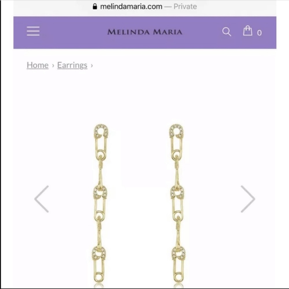 Melinda Maria Pave Earrings BABY SAFETY Pin Gold